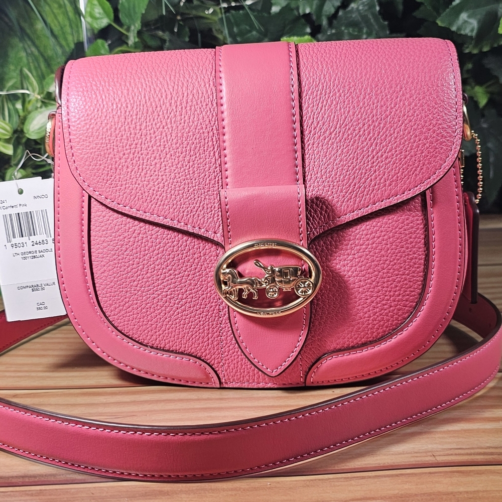 Coach Leather Purse George Saddle Bag Pretty in Pink Coach C3241 ~ NWT